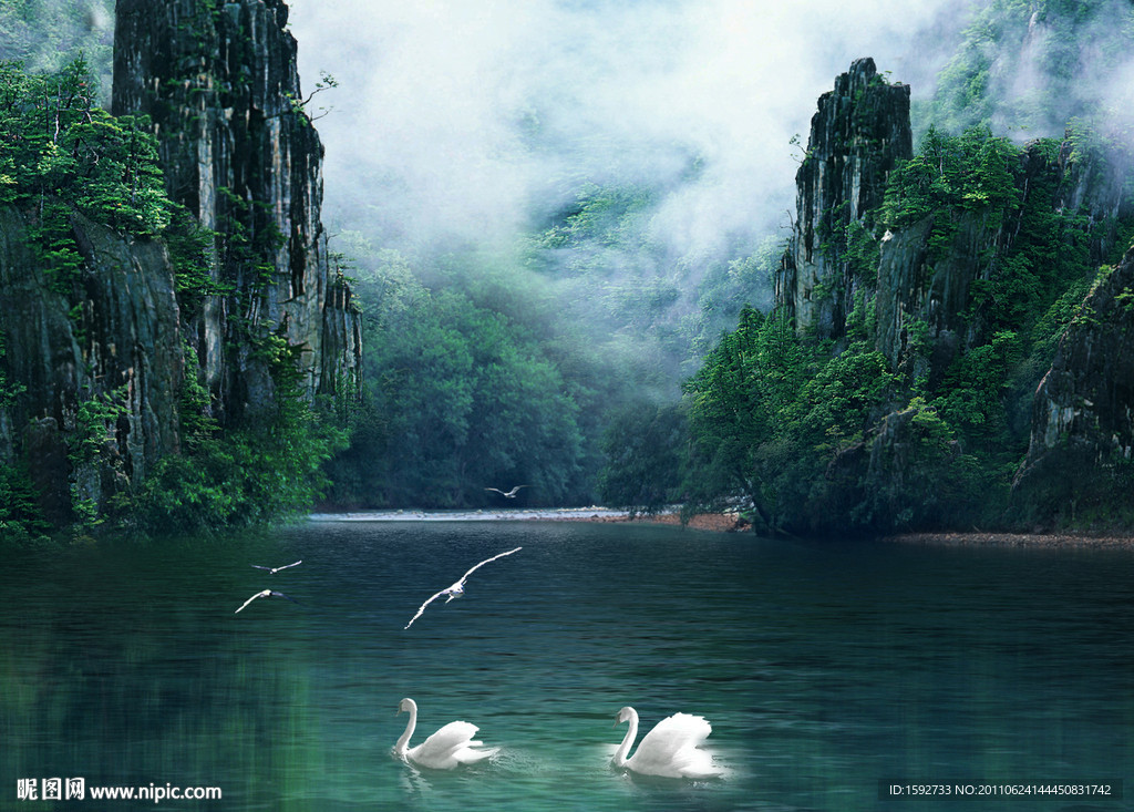 风景画桂林山水甲天下立体画序列图
