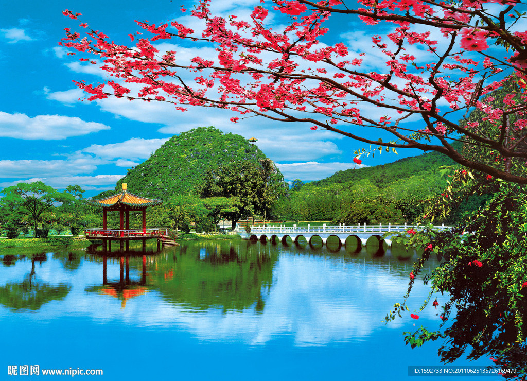 风景画园林风光立体画序列图