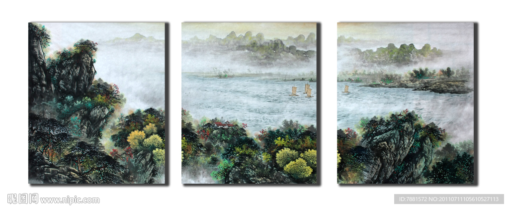 国画春景山水无框画