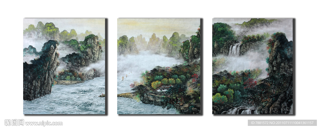 国画春景山水无框画