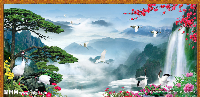 山水画 迎客松