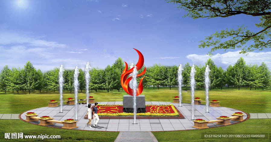 喷泉广场方案效果图