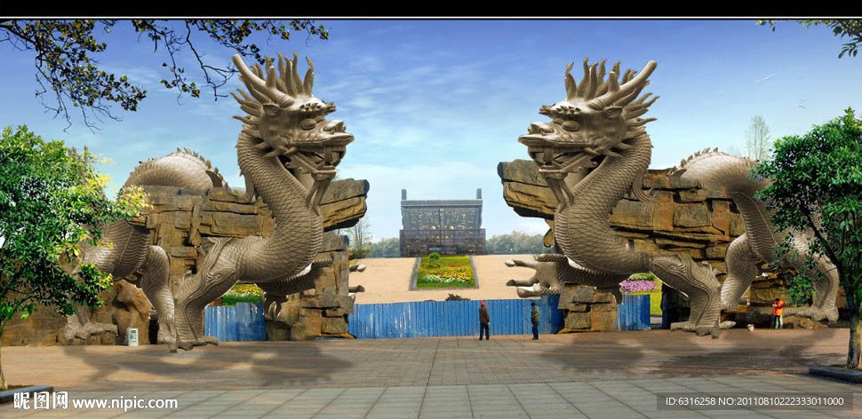 龙雕雕塑大门方案