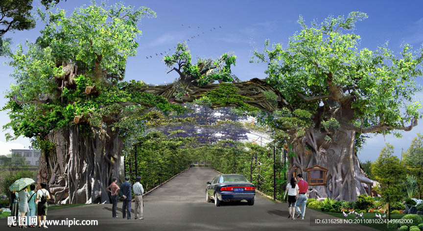 榕树景观大门