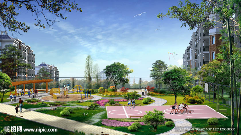 小区景观节点效果图