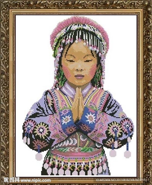 十字绣源文件 祈祷少女 图纸图片