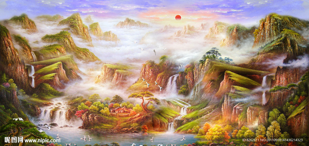 油画风景 漂亮的山水油画