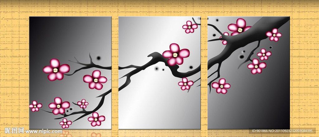无框画 油画 花卉 梅花