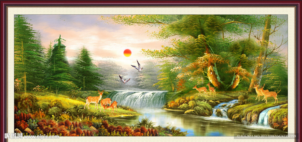 油画风景 漂亮的山水油画