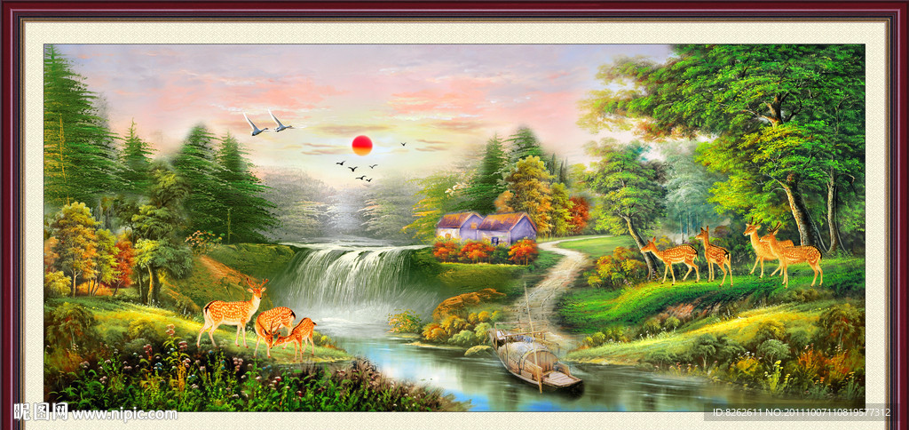 油画风景 漂亮的山水油画