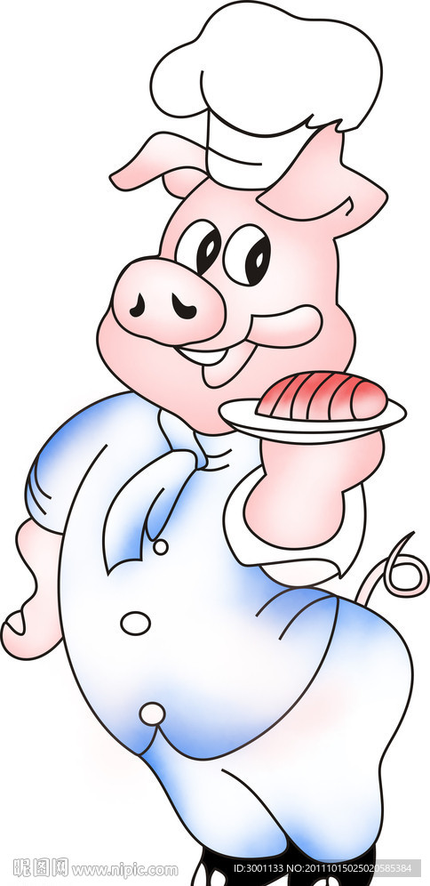 猪 厨师 卡通猪