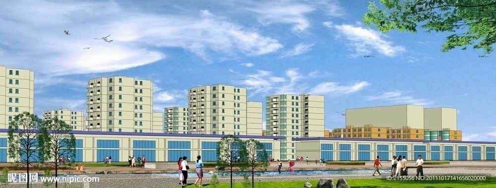 sketchup小区住宅后期效果图