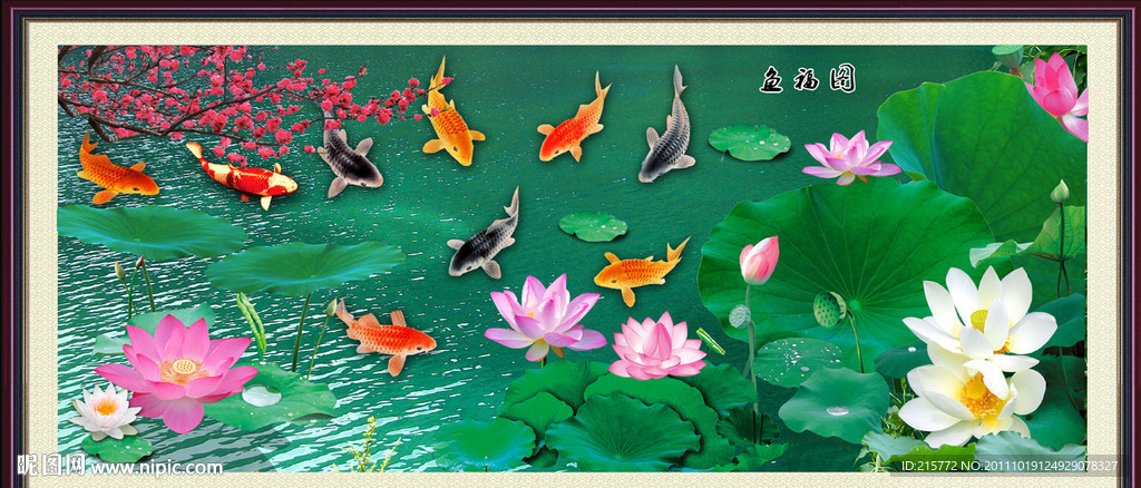 荷花鲤鱼图