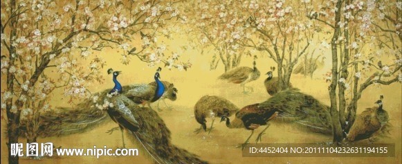 十字绣源文件 孔雀群图 图纸