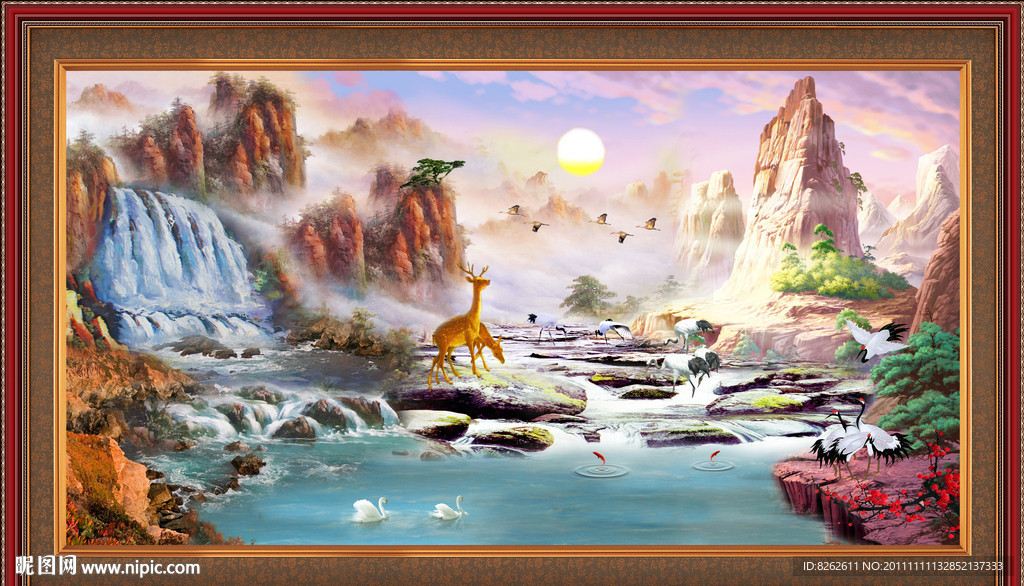 油画风景 漂亮的山水油画
