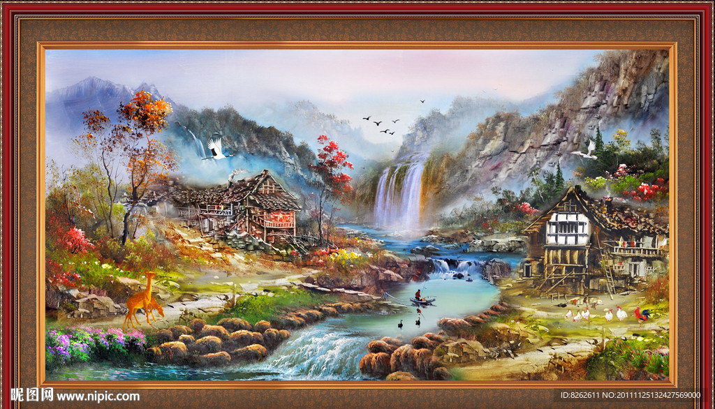 油画风景 漂亮的山水油画