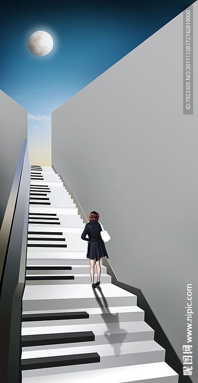 钢琴琴键组成的阶梯 音乐之路
