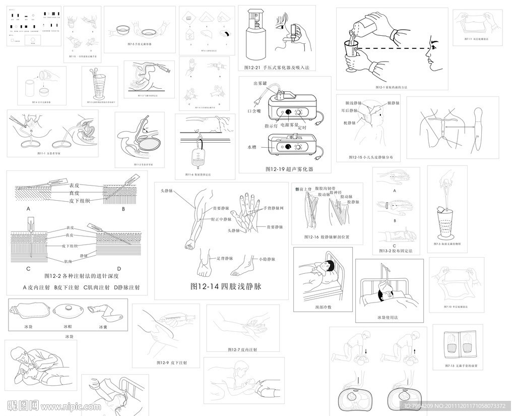 医用手册矢量线条图解