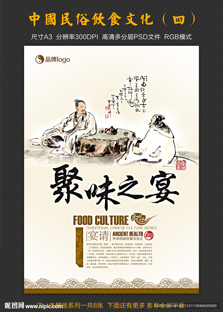 中国民俗饮食文化展板