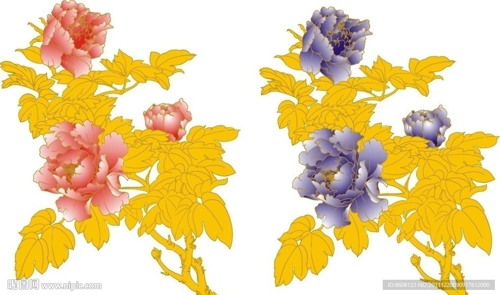 牡丹花矢量图