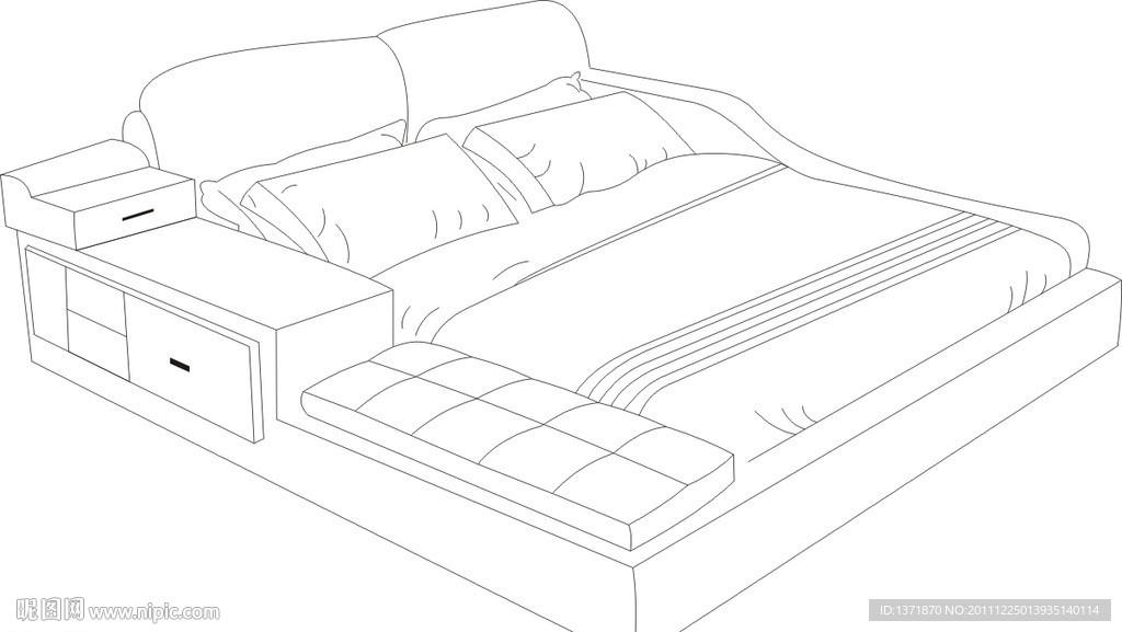 现代床矢量图