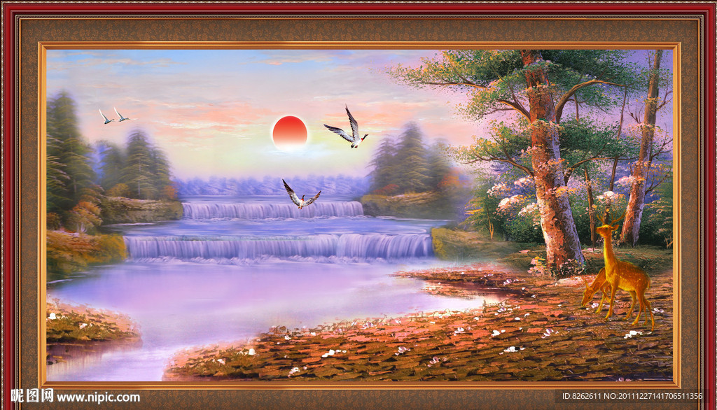 油画 漂亮的山水油画