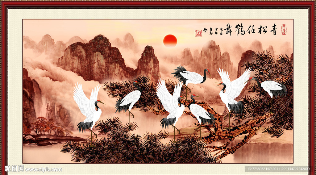 国画 中国画 松鹤延年