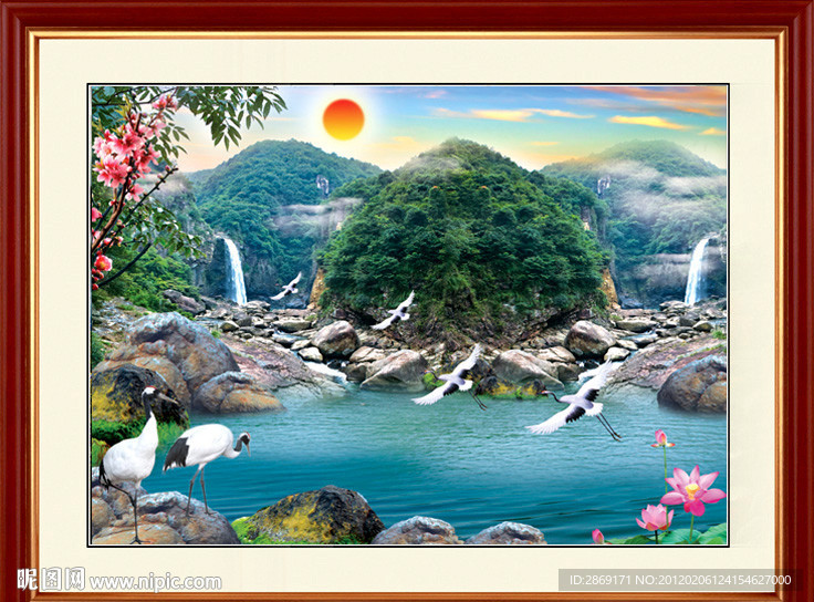 山水画 风景画 流水生财