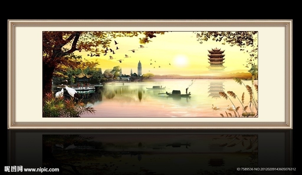 黄鹤楼山水风景画