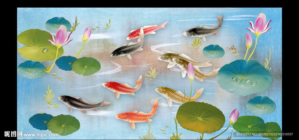 荷花鲤鱼图
