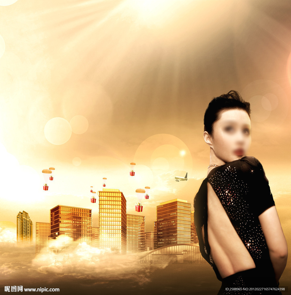 大气概念阳光地产楼群磅礴天空唯美