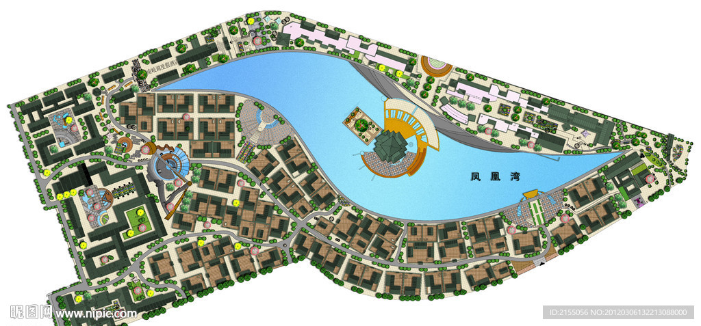 某县城风景区建筑规划总平面图