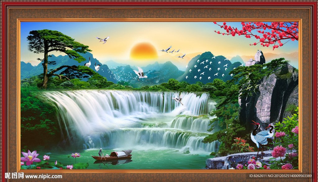 山水风景 聚宝盆山水画