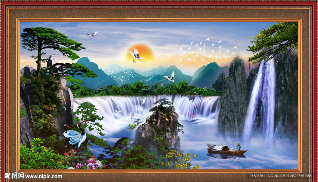 山水风景 聚宝盆山水画