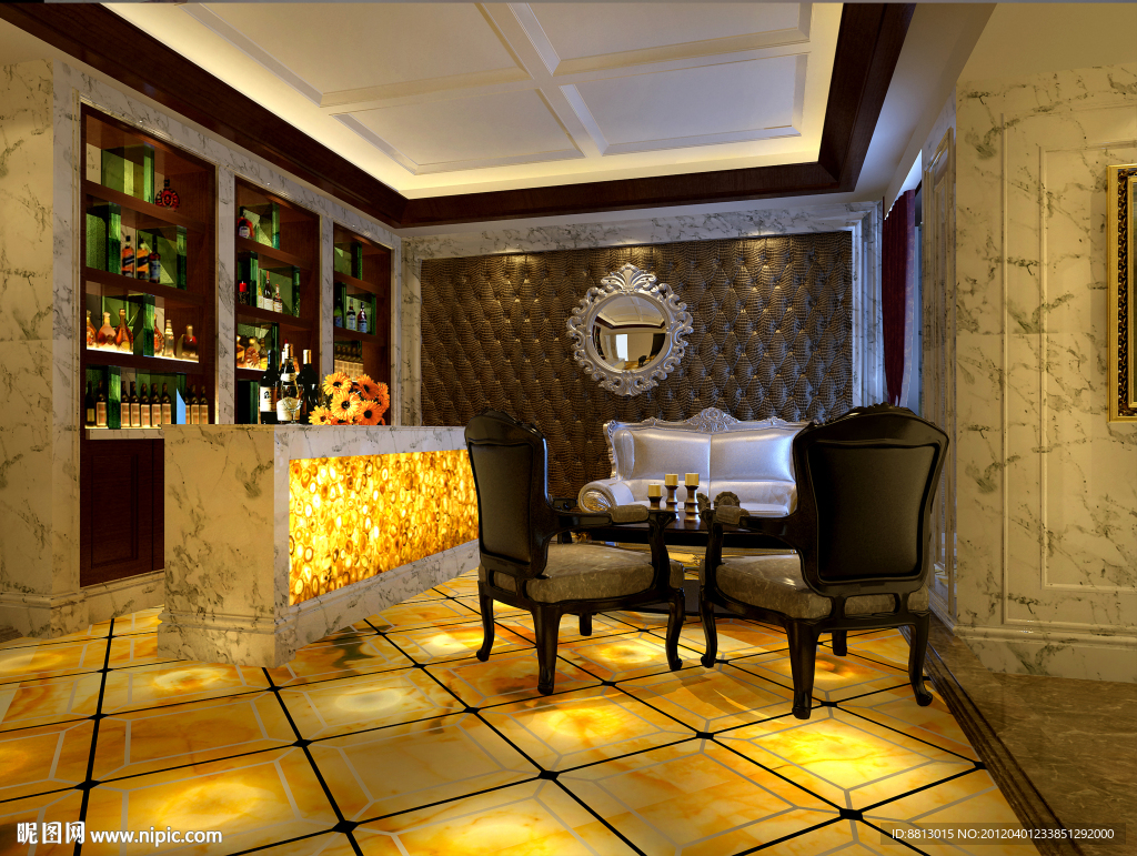 家居地下室吧台设计方案效果图