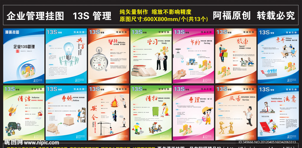 企业管理漫画挂图 13S管理