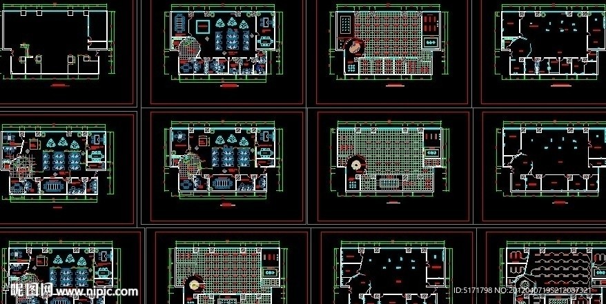 全套工装办公室CAD图纸