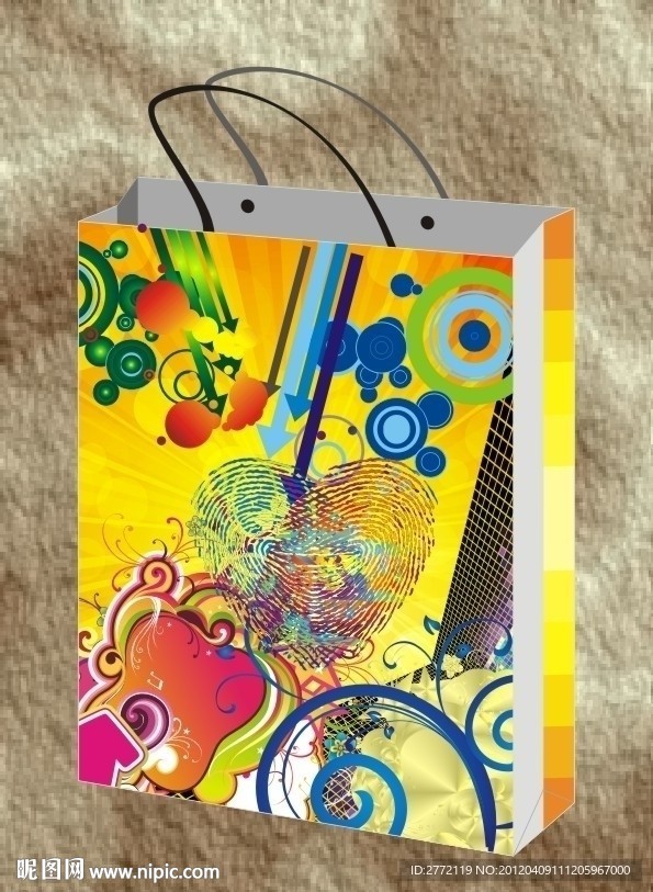 鲜艳花式爱心 手提袋