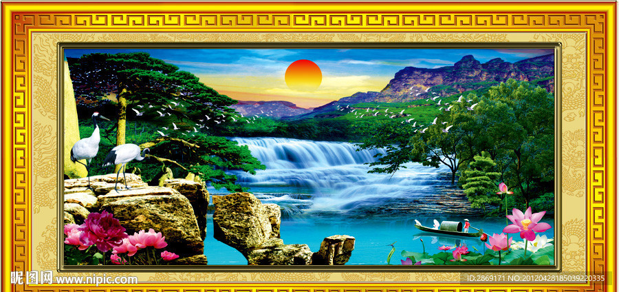 风景 山水 迎客松 山水画 山水风景