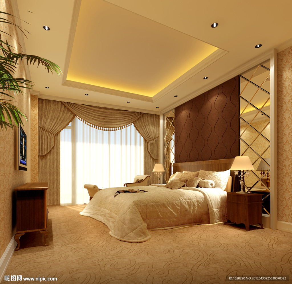 酒店总统套房卧室装修设计效果图