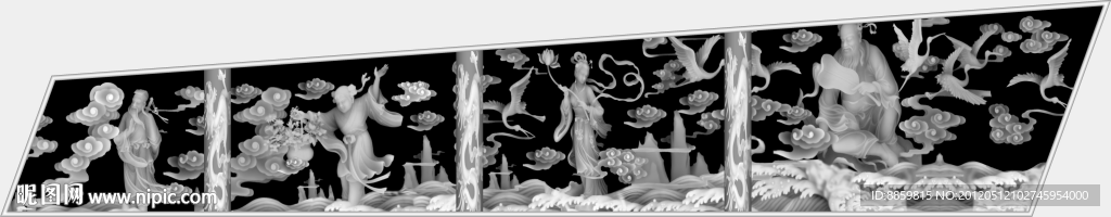 八仙人物 棺材板灰度图