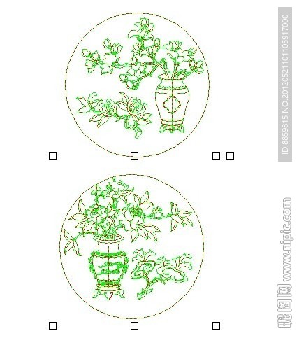 古典大床靠背富贵满堂 线稿