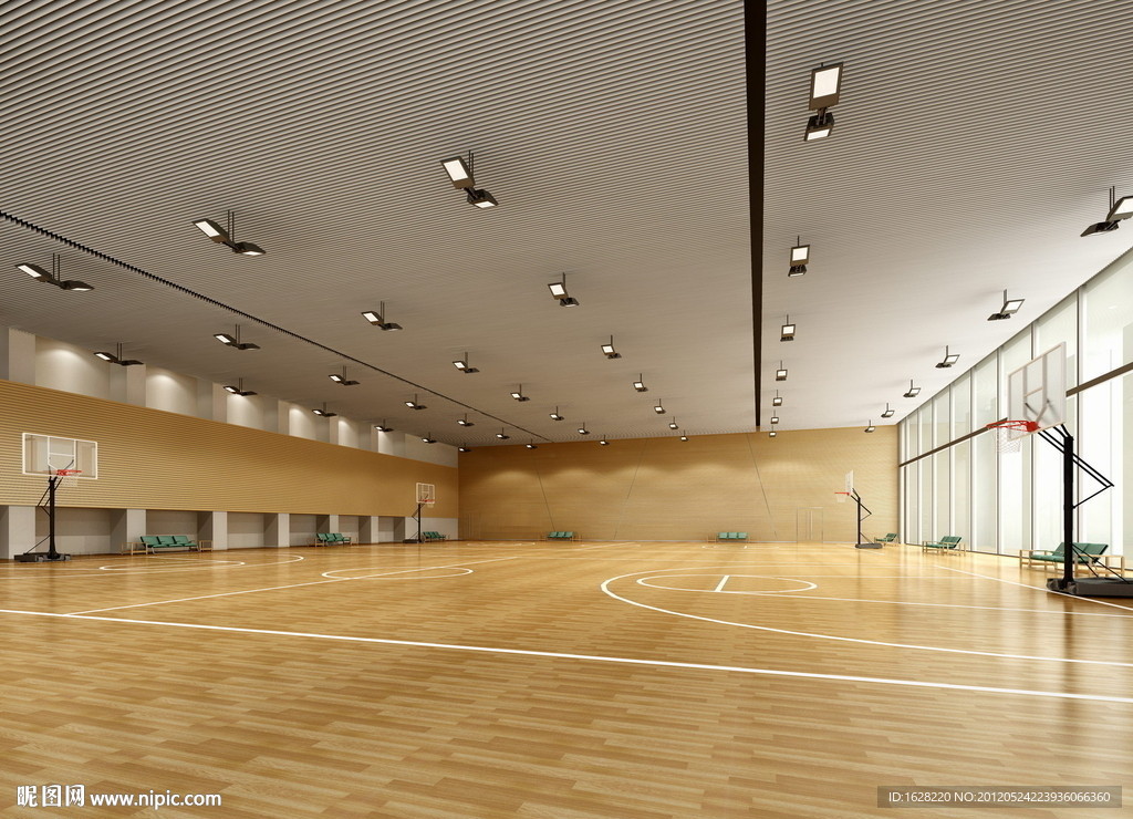 综合运动训练馆篮球场地装修效果图