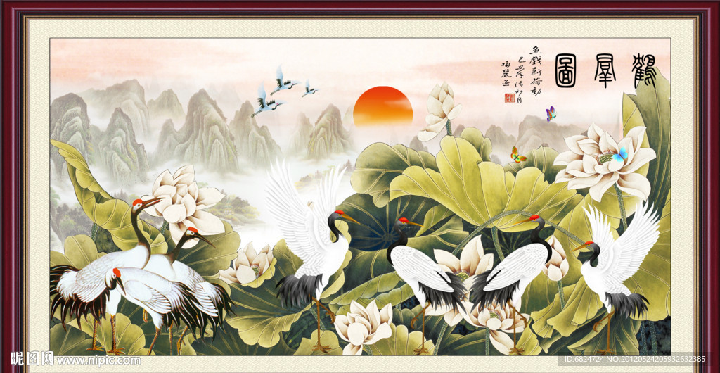 国画 鹤群图 群鹤图