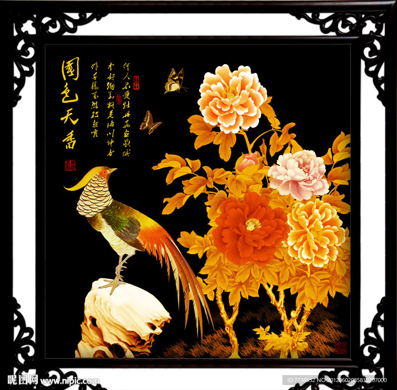 金色牡丹 装饰画