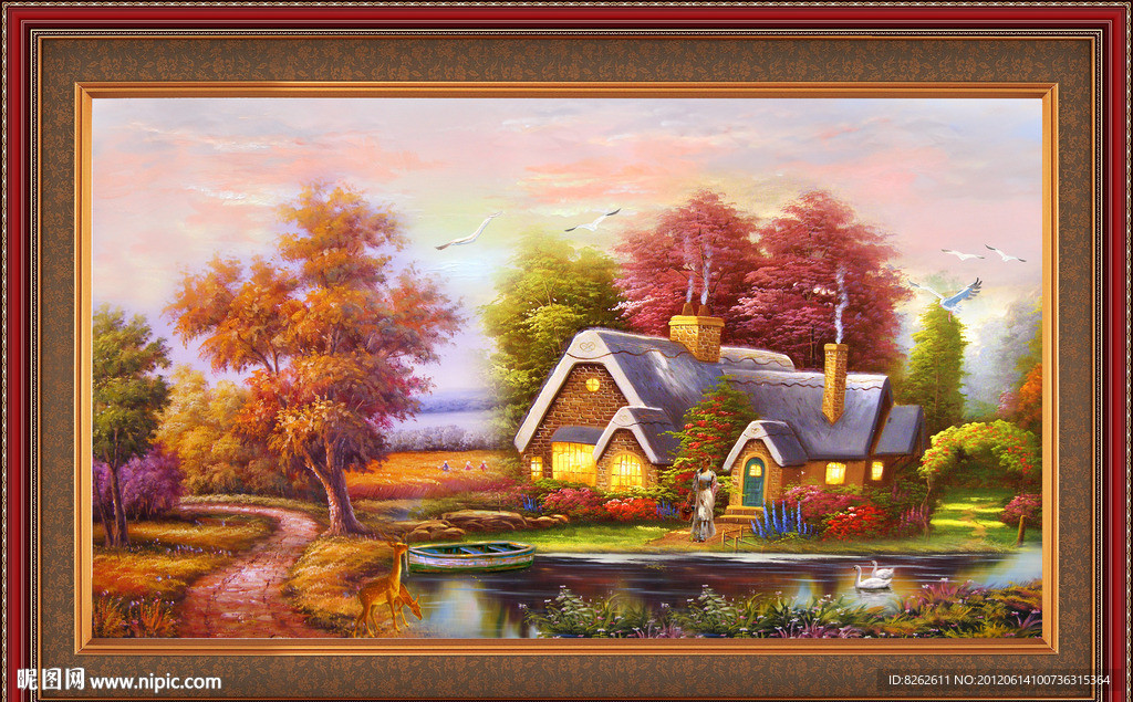 油画 漂亮的田园油画