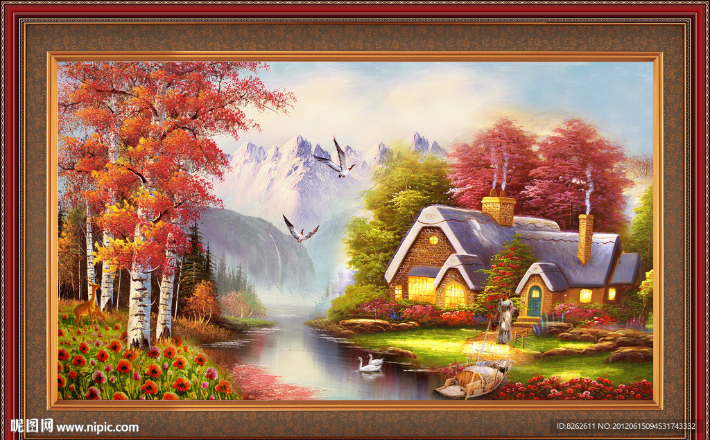 油画 漂亮的风景油画