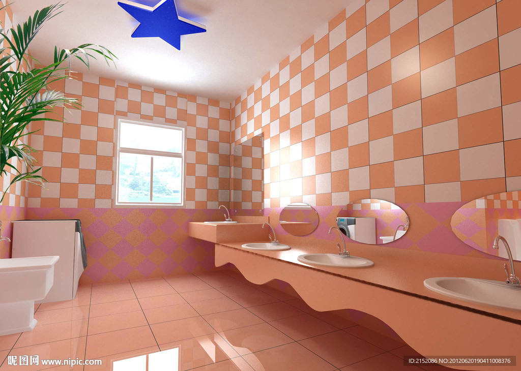 幼儿园洗手间模型VR材质灯光