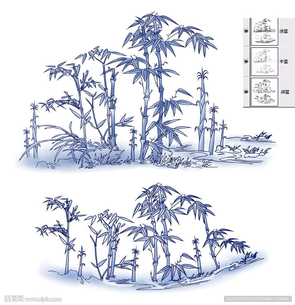 蓝彩竹子(通道分层)