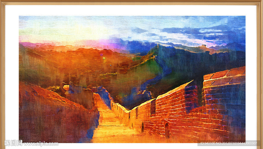 油画 长城
